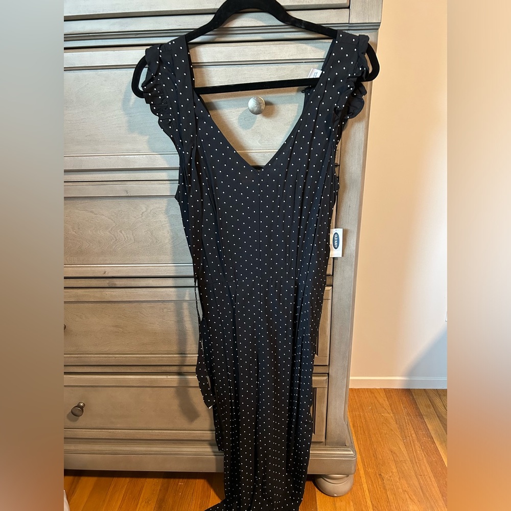 Old Navy Black Polka Dot jumpsuit with wrap